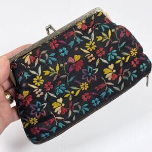 Vintage Kent Floral Tapestry Accessory Bag Coin Purse Zip Pouch Accessory Bag